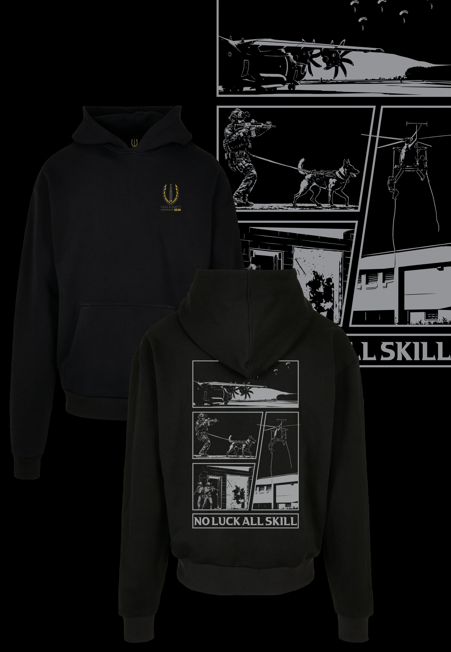 HEAVY HOODIE - NO LUCK ALL SKILL
