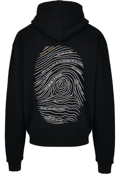 Mockups des Fast & Dirty Heavy Hoodies mit detaillierten und stylischem Fingerprint Design - Streetgear Design